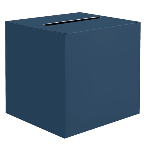 Image of SietDESEO Navy Blue Card Box for Graduation Large Gift Card Box Holder 9.8 inch x 9.8 inch Money Cards Box Diy Card Box for Wedding Reception Baby Shower Birthday Cards Box Holder