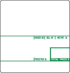 Aquos CAS LST-8020 Printing Scale Label, Printed in USA, 58 x 60 mm, UPC 24 Rolls Green Color