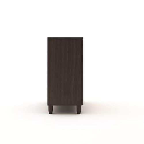 Image of Ever-Fresh Modern Dark Finish 2 Door Shoe Rack Cabinet | Engineered Wood | Ventilation Slots | Holds 15-20 Pairs | DIY Assembly (Oak and Wenge, Small)