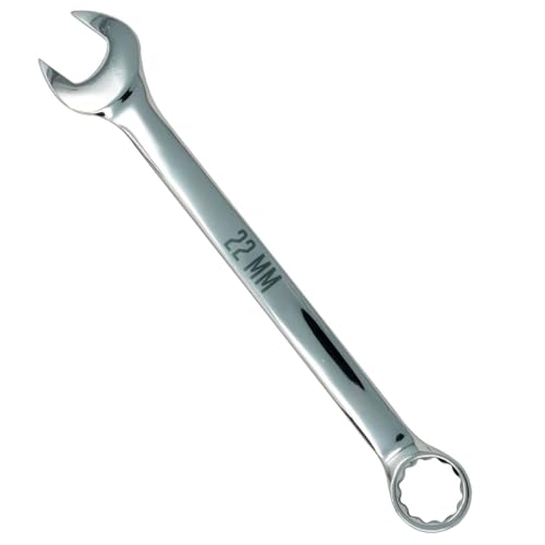 Tradineur - Llave combinada - 22 mm - Cromo de vanadio - Llaves Mixtas para Tornillos - Llaves de Doble Boca Anillo y Horquilla de Calidad Industrial