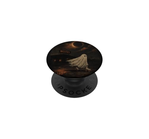 Spooky Ghost Skateboarding Eclipse Hotel Halloween PopSockets PopGrip Adhésif