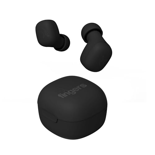 FINGERS SizeZero Pods2 World's Tiniest TWS Earbuds with 15-Hour Total Playtime, Quick Charge of 10 mins for 2-Hour Playtime, Built-in Mic with SNC Technology for Clear Calls (Matte Black) — image 1 of 8