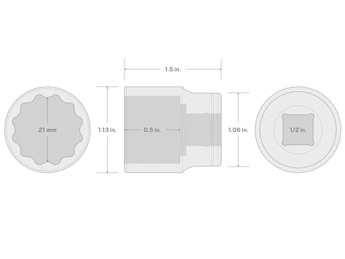 Image of TEKTON 1 /2 Inch Drive x 21 mm Shallow 12-Point Socket | SHD22321
