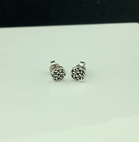 Silvercloseout Rhodium Plated Sterling Silver Womens Interlocking Celtic Antrim Knot Stud Earrings Ladies Celtic Braid Earrings Silver Girls Celtic Knot Studs #TOP1