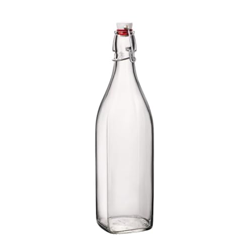 Bormioli Rocco Botella Swing de Vidrio 1 l | Transparente, Vidrio, medidas 1L, no Apto Microondas