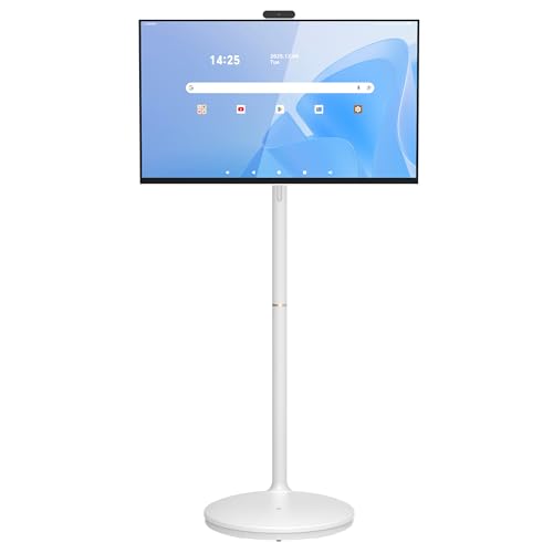 Image of 32 inch 4K Smart Portable TV on Wheels, Anti-Glare Touch Screen | Built-in Battery, Built-in Speakers Camera, Full Swivel Rotation