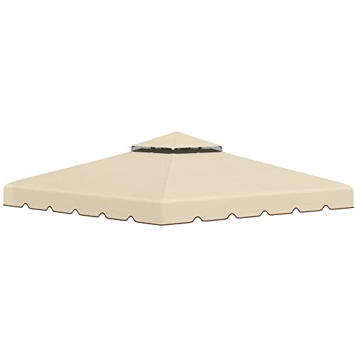 Outsunny Toile de Rechange pour pavillon tonnelle Tente Toit de Remplacement Gazebo de Jardin Tissu Polyester Haute densité 170 g/m² 2,96 x 2,96 m Beige