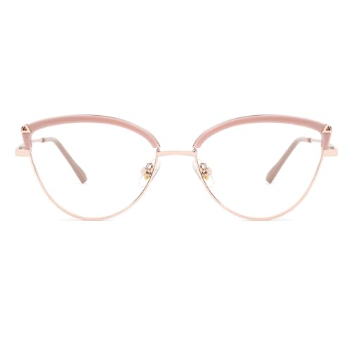 Image of Zeelool Cat Eye Blue Light Blocking Glasses Metal Frame for Women ZJGX672183-03B Pink