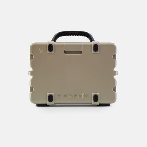 Image of Turtlebox Original Gen 3: Portable Outdoor Bluetooth Speaker - Ultra-Loud (120dB), Waterproof (IP67), Rugged, Impact-Resistant, 3-Day Battery | Party Mode: Unlimited Pairing Stereo, Tan /Blaze Orange