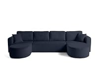 Bestmobilier Miro - canapé panoramique en U 7 Places - Convertible avec Coffre - en Velours texturé