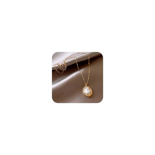 Baroque Pearl Necklace for Women, Irregular-Shaped Gold Pearl Chain, Minimalist Luxury Pendant...