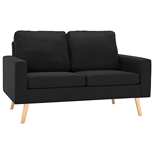 KLYEON 2-TLG. Sofagarnitur Stoff Schwarz,Elegante Schwarze Couchgarnitur aus Stoff mit Sessel und 2SitzerSofa für entspannte Momente im Wohnzimmer Wohnzimmer, Sofas – Bild 3