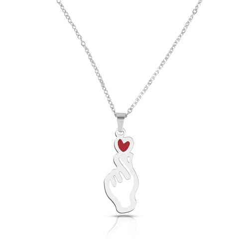 LjFrexia Collar Kpop para mujer, collar de corazón gesto de acero inoxidable...