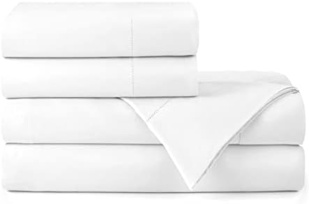 THE THREAD WORK - Premium Quality 600 Thread Count 100% Egyptian Cotton Sheets with Italian Finish - Queen Size, 4 Pieces Bed Sheet Set, White Colour
