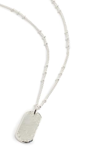 gorjana - Griffin Dog Tag Necklace 19 inch - 18k Gold Plated or Silver Plated - Spring Ring Closure Cross-Hatched Texture - Lightweight and Perfect for Layering - Long-Lasting