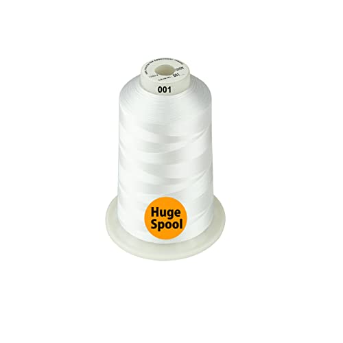 Simthread All Purpose Polyester Embroidery Machine Thread Huge Spool 5000M 5500Y for Sewing Embroidery Machines - Essential Color 1