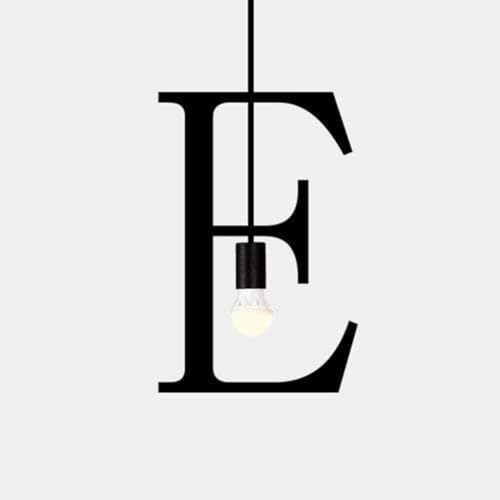 AIRUI Letra Inglesa Luz Colgante Moderna Hierro Forjado Bricolaje Lámpara De Araña Creativa Simple Negra Lámparas Colgantes para Restaurante Cafetería Bar(No Blub,E)
