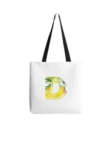 Sac fourre-tout ananas lettre D cabas de plage imprimé pour femme
