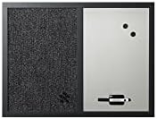 MasterVision MX04433168 Combo Dry Erase Whiteboard and Grey Fabric Bulletin Board, 18" x 24", Black Frame