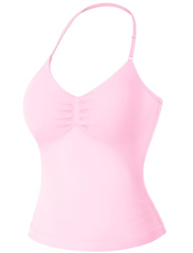 VOYJOY Impact Longline Strappy Top Workout Tank Tops for Women Camis Pink