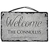 Beautifully Handcrafted and Customizable Slate Home Address Plaque (12"x8" or 16"x10") Personalized House Sign with and Hardware. Improve The Curb Appeal of Your Property (16"x10")