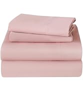 CUDUCA-Dusty Pink Queen Sheet Set With Side Pocket Corner Straps 4 Piece Soft Microfiber Bed Sheets Extra Deep Pocket