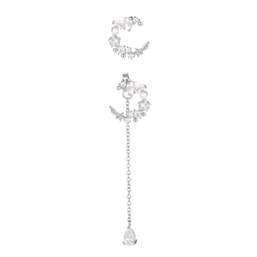 UKCOCO Pendientes Colgantes Asimétricos Diseño de Luna y de Plata Elegantes y Llamativos Cumpleaños y para Mujer para para Cumpleaños y Uso Diario Uso Diario