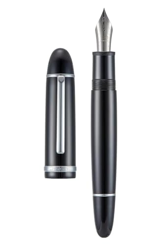 Stylo-plume classique EF noir et argent avec plume de 0,38 mm pour l'écriture