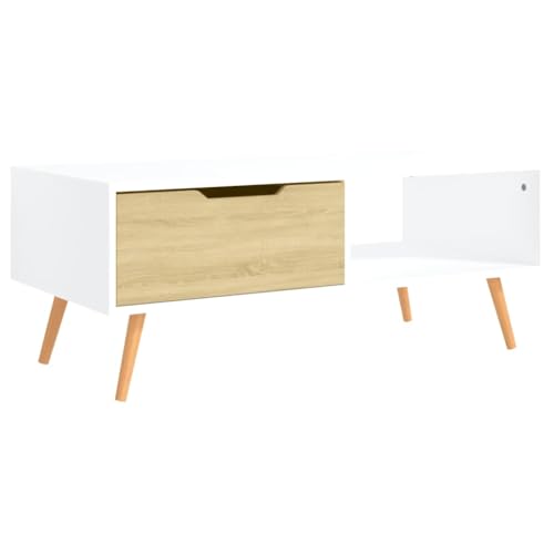 Table basse de séjour blanc et chêne pour sublimer vos soirées canapé - 5