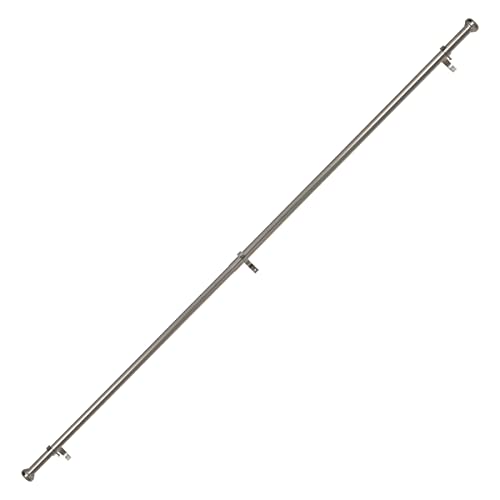 Yunnephele Curtain Rod For Window 72-144 Inch Adjustable,1 Inch Diameter Metal Drapery Rod With Cap Finials,Single Curtain Rods Set- Nickel Brushed #TOP4