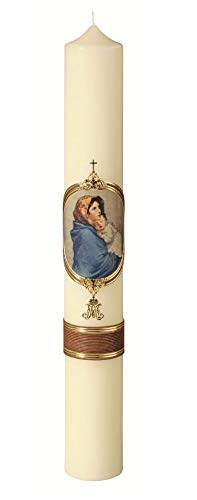 60 x 8 cm, Maria mit Jesuskind, Handverziert mit Wachsplatten und Wachsborden