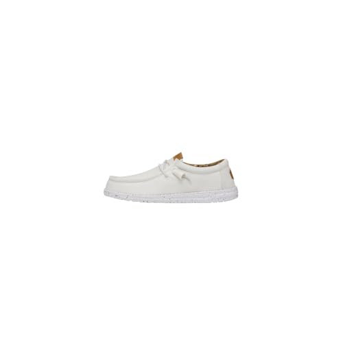 HEYDUDE Men Wally Washed Canvas White Casual Moccasin 43 EU