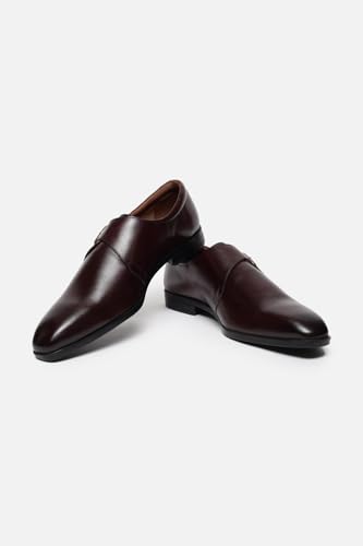 Image of Louis Philippe Men Premium Leather Breathable Lining Material Anti Slip with Heel TPR Sole Formal Monk Shoes