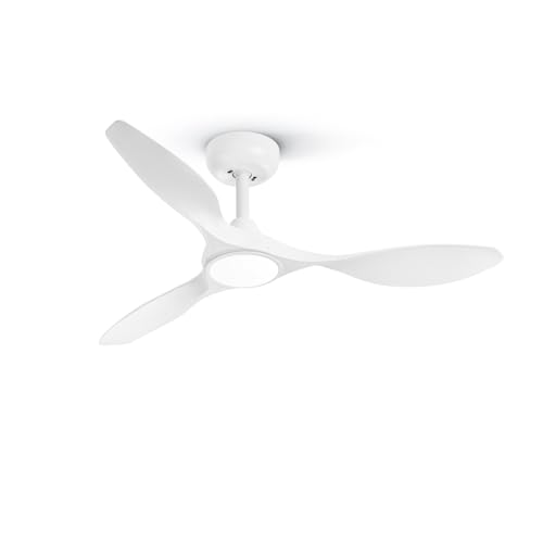 ocioc Ventilador de Techo con Luz Silencioso Lamparas Ventilador Colgantes Grande 107cm Blanco, LED Regulable, Motor DC Reversible, Moderno para Salón, Dormitorio, Cocina, Comedor, Habitación Juvenil