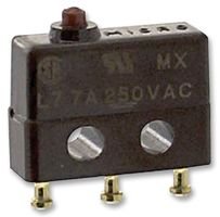 MICROSWITCH 1SX1-T Operating Force:5OZFROHS Compliant: YES, Contact Voltage DC NOM:28VDC, Contact Current MAX:7A, PIN Plunger, Contact Configuration:SPDT, 7A 250V, Switch TERMINALS:Solder, SPDT