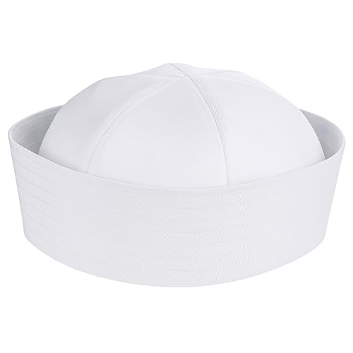 Xelsluthe Weiße Matrosenmützen Kapitänsmützen Halloween Kostüm Matrosenkappe Yacht Matrosen Schiffsmützen für Damen Herren Verkleidungsparty Erwachsene Nautisches Kostüm 58 cm
