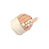 EKKONG Kunstperlenring, Ring Verstellbar, Offener Ringe, Fingerring, Vintage Jewelry, Mode Schmuck für Damen Mädchen Hochzeit Party Festival Geschenke (A)