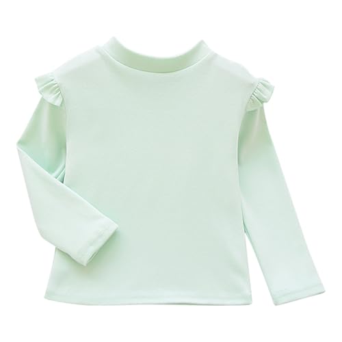 Kids Girls 𝗥uffle Long Sleeve Thermal Shirts Crewneck Plain Cotton Soft Shirt Thick Basic Comfort Solid Tee Tops