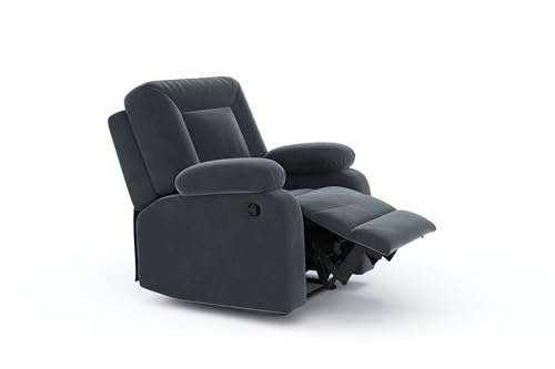 Image of Amazon Brand - Solimo Elysium | Single Seater Sofa Recliner | Manual Recliner (Velvet Grey)
