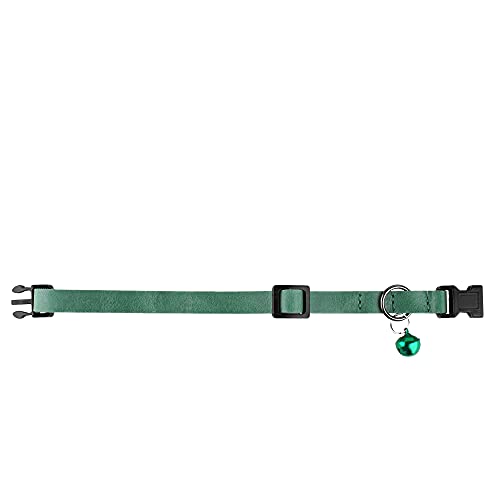 Murom Breakaway Cat Collar Leather Soft Adjustable Pet Kitten Collars with Bell Pink Brown Blue Green Red (Green) - Image 6