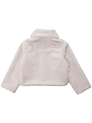 Kids Girls Faux Fur Bolero Coat Turn Down Collar Long Sleeve Cardigan Crop Top Coat Casual Thermal Outerwear4