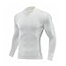 Men's Compression Shirt Gym Athletic Long Sleeve Active Running Workout Shirts Sports Slimming Base Layer T-Shirt White