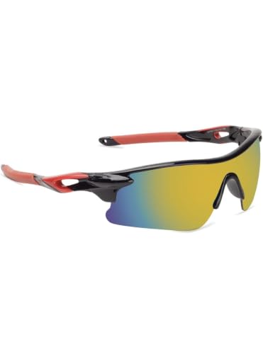 Image of Sports Sunglasses for Men & Women | UV400 Protective Shield Lens | Lightweight Cycling, Running, Driving, Cricket, Fishing & Outdoor Wraparound Sunglasses