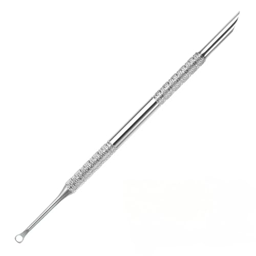 2-In-1 Cuticle Pusher Tool Nail Etching Tool Dual Ended Gel Nail Polish Remover Tool Stainless Steel Nail Scraper Loop & Beveled Head Cuticle Sticks Manicure Tools for Cuticle Trimmer Pedicure
