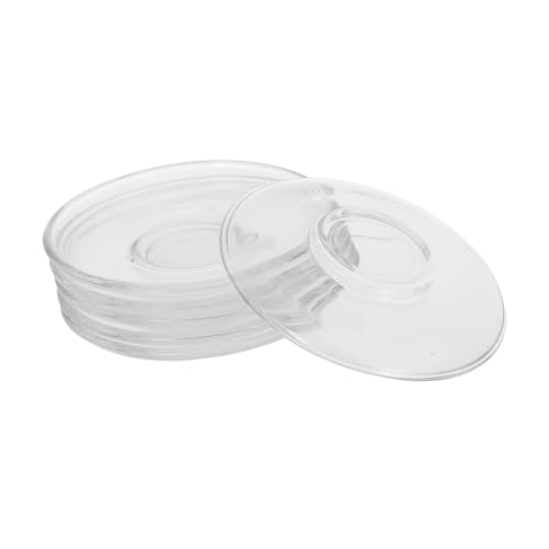 FUNNETOYU Piattini di Vetro Trasparente Rotondi 9x9 Cm Sottobicchiere da tè Multiuso Resistente all’Usura per Casa Hotel Ristorante Set da 6 Pezzi