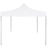 Couleur : blanc. Matériau du cadre : acier revêtu par pulvérisation. Matériau du toit : tissu Oxford 600D avec revêtement en PVC. Dimensions totales : 2 x 2 x 3,15 m (L x l x H). Hauteur de l'avant-toit à partir du sol : 2,35 m. Résistant aux UV et à l'eau. 8 piquets de sol et 4 cordes inclus. Pliable.