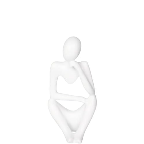 BITTONE Statues and Sculptures，The Mini Abstract Resin Thinker Sculpture for Modern Home Office Decor，Abstract Style Sculptures. (White, Left)