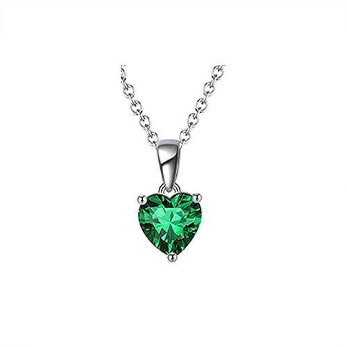 Collier cœur en zircone verte, le cadeau idéal avec pierre de naissance