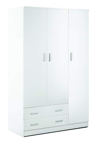 Sarmog Armadio Tre Ante Due Cassetti Bianco 115X52X H180 Cm