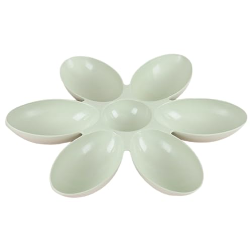 TusaMer Cat Food Bowl, Flower Petal Shaped 6 Grids Pet Feeding Bowl, Non-Slip Reusable Plastic Multi Pet Food Bowls for Small Medium Dog Pets Puppy Kitten, Green PET_Supplies..